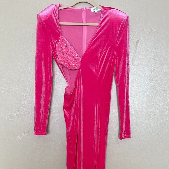 Faeriesty Elegant Hot Pink One Sleeve Evening Prom Maxi Bodycon Gown Dress - Picture 9 of 9